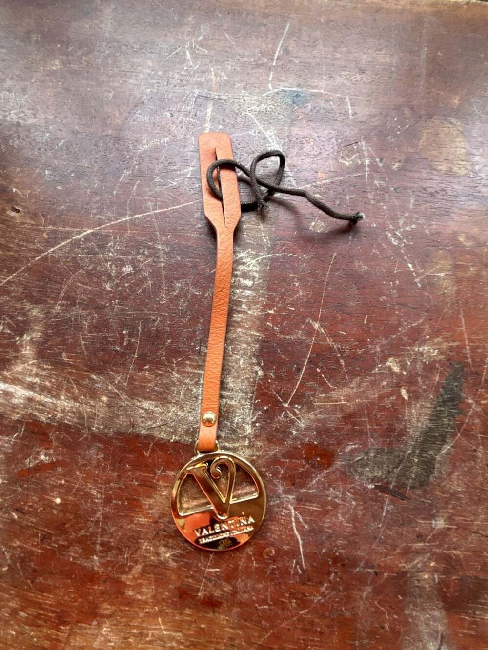 Valentina Tradizione Italiana Leather and Metal Logo Charm